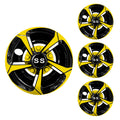 XUANYUDG0769 Golf Cart Hubcaps Wheel Covers for EZGO Club Car Yamaha Golf Cart Wheels and Tires Center Caps 8 Inch, Set of 4 Golf Cart Hub Caps, Black and Yellow