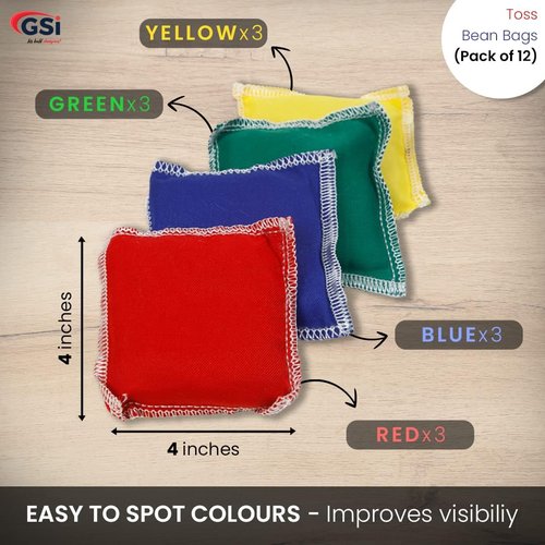 GSi Mini Bean Bags & Rainbow Play Parachute Set - 12 Pack for Kids' Physical Education & Games