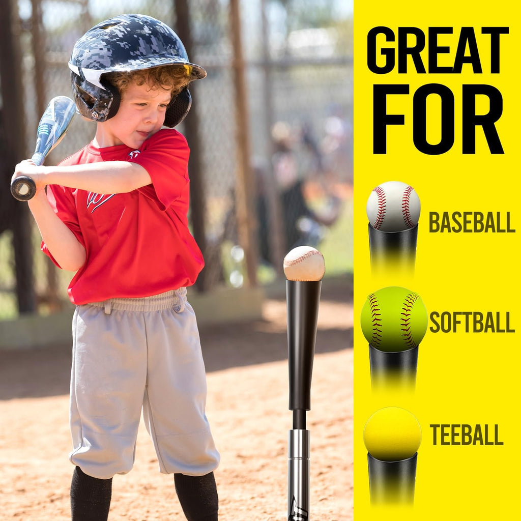 PLAYAPUT Baseball Batting Tee - Height Adjustable 20-27 Inch for Kids & Youth | Durable Rubber Top & Heavy-Duty Base
