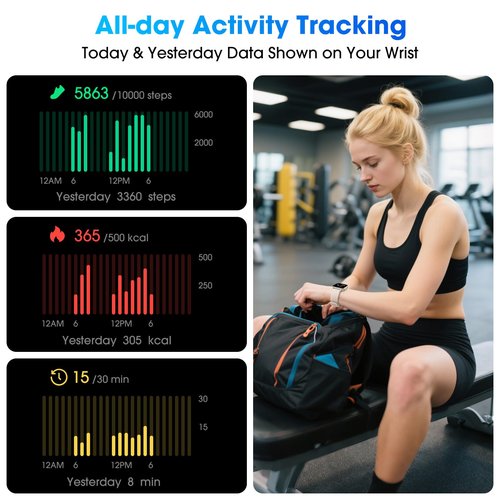 Pedometer Watch No APP/Phone Required, Waterproof Fitness Tracker Watch with Heart Rate Monitor, Large Screen with Pedometer, Sleep Tracking, Calories & Step Counter, Smart Watches for Women Men