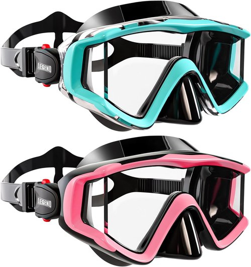 Aegend Diving Mask - Panoramic Anti-Fog Goggles for Snorkeling & Scuba Diving | Comfortable Fit with Mesh Bag