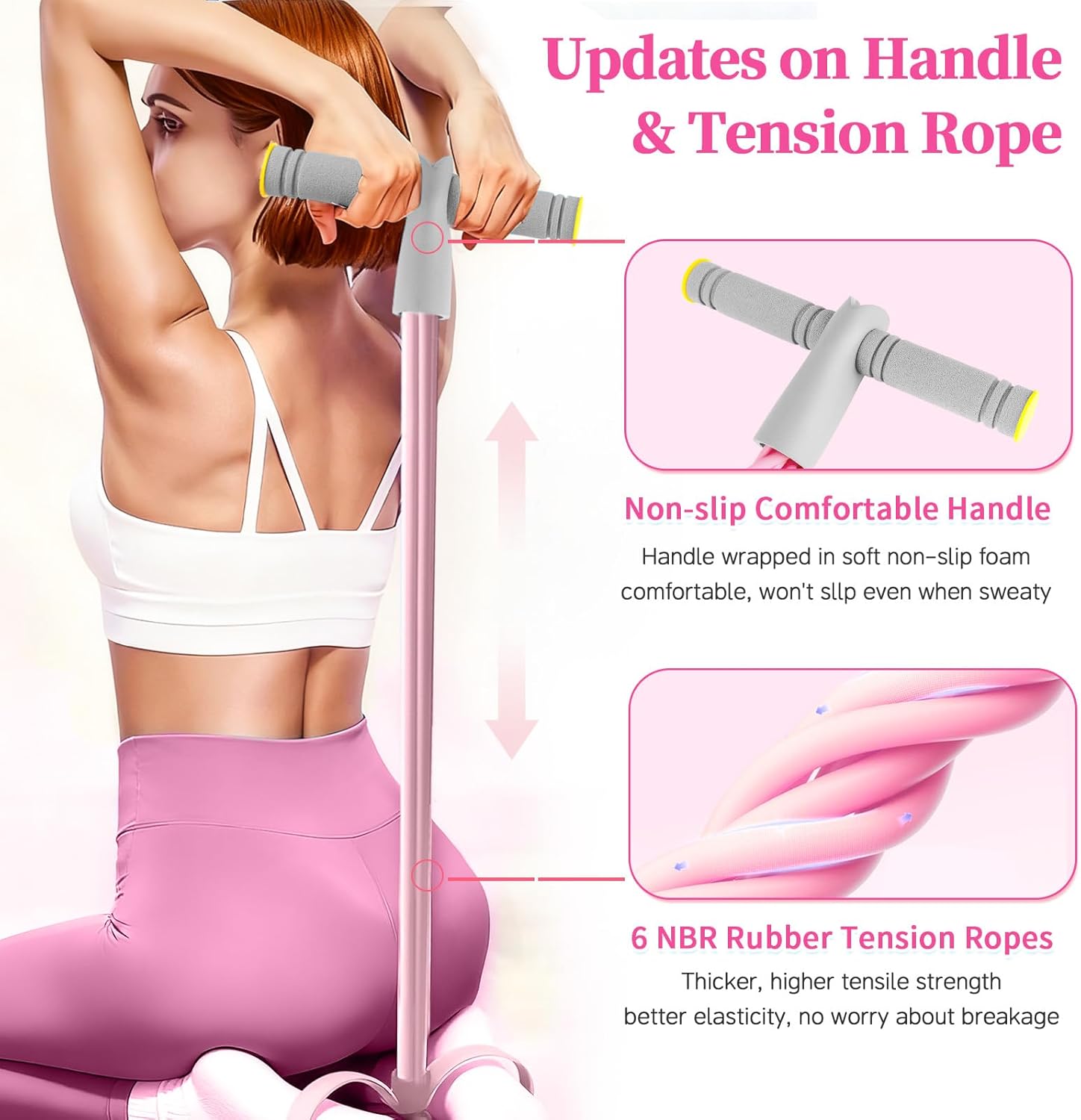 Skiennix Pedal Resistance Bands - Durable 6-Tube Design for Full-Body Workouts | Natural Rubber, Versatile Fitness Tool