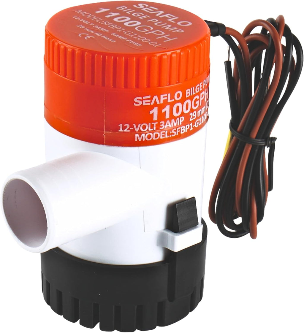 SEAFLO 01 Series 1100 GPH Bilge Pump - 12V Marine Submersible Pump with Anti-Airlock Protection | 4-Year Warranty
