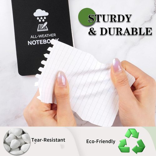 COIDEA Waterproof Notebook - 4 Pack Top-Spiral Pocket Notepad | 3" x 5" Weatherproof Memo Pads for Outdoor Use