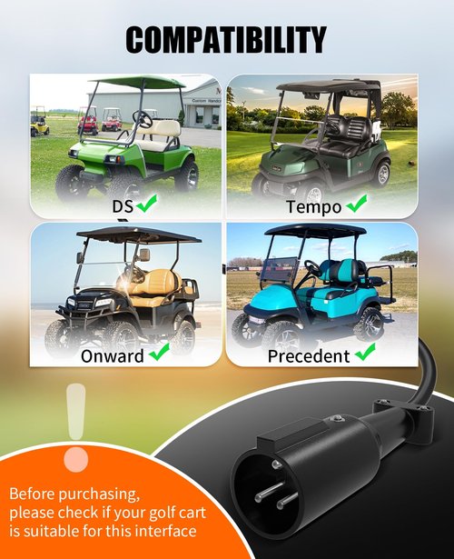 10L0L Golf Cart Battery Charger 15A 48V for Club Car DS/Precedent 3-Pin Round Plug, IP68, Smart Technology Golf Cart Battery Charger, Trickle Charge (Orange)