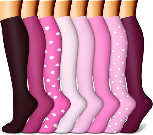 CHARMKING Compression Socks - 15-20 mmHg Support for Men & Women | 8 Pairs for Athletic Running & Cycling