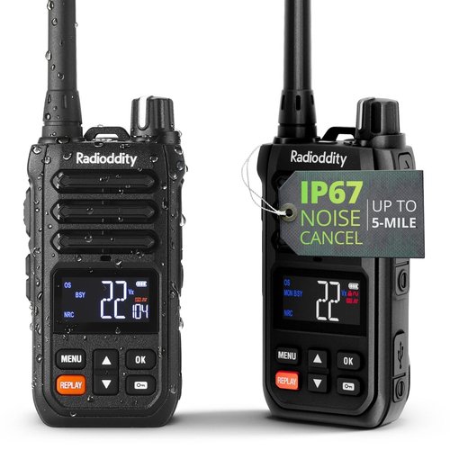Radioddity X1 Walkie Talkies for Adults, IP67 Waterproof FRS 2-Way Radio with 5 Mile Reliable Long Range, Durable Noise Reduction & NOAA Weather Alerts for Outdoor Adventures, 2 Pack