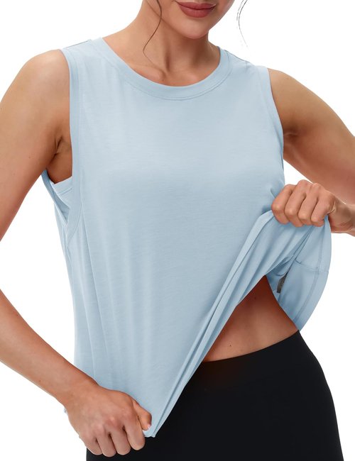 MAGCOMSEN Women's Athletic Crop Tank Top - Quick Dry, Moisture Wicking for Running & Yoga