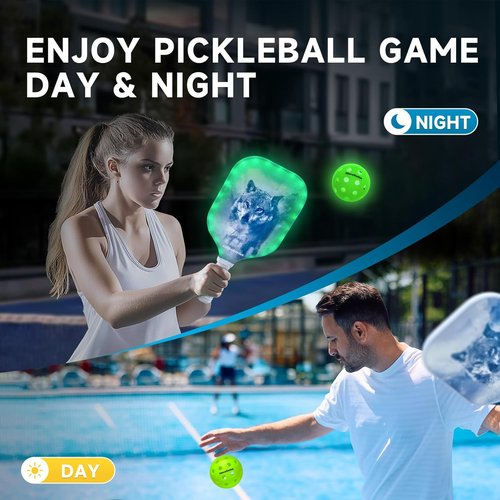 AboveGenius LED Light-Up Pickleball Balls - Glow in The Dark for High Visibility Night Play | Durable 40-Hole Design