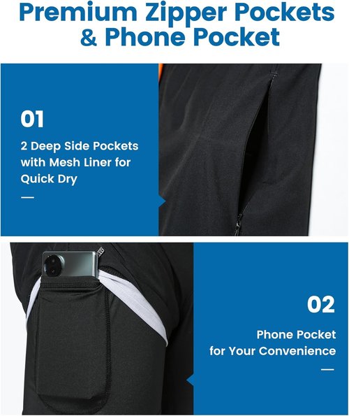 Maamgic Men's 2-in-1 Swim Trunks - 7-Inch Board Shorts for Comfort & Style