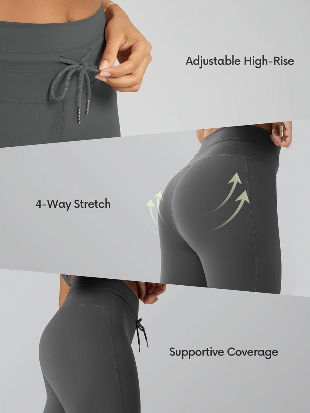 ODODOS Women's High Waist Workout Shorts - 5" Inseam Drawstring Tie Design for Yoga & Biking