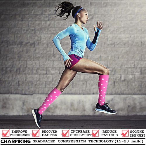 CHARMKING Compression Socks - 15-20 mmHg Support for Men & Women | 8 Pairs for Athletic Running & Cycling