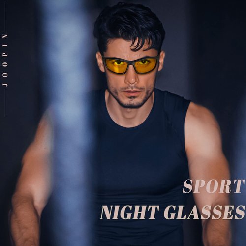 Joopin Sports Night Vision Glasses Yellow Lens Shades for Men Women Wrap Around Night Driving Glasses UV Protection (Black Yellow)
