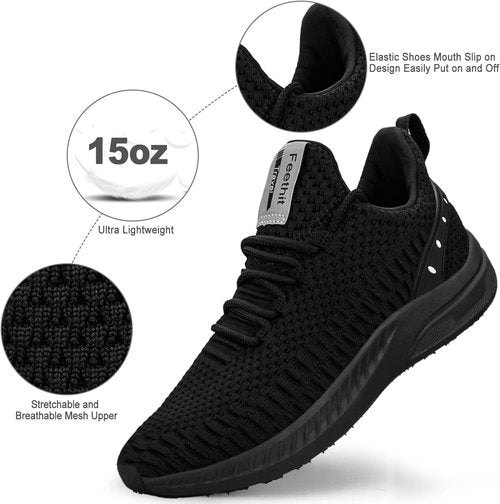 Feethit Men's Slip-On Walking Shoes - Lightweight Breathable Mesh Sneakers for Running & Workouts