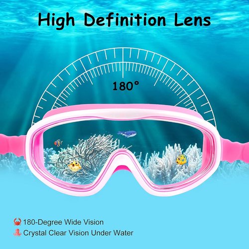 COOLOO Kids Swim Goggles - Anti-Fog, Waterproof Design with Nose Cover | 2 Pack for Ages 3-15