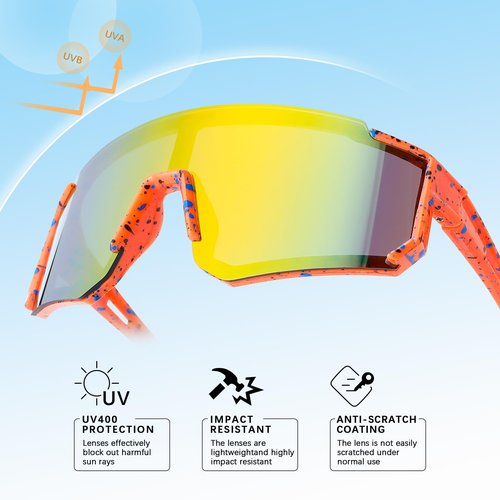 DYSAKER Youth Baseball Sunglasses for Boys Girls Age 4-12, Softball Cycling Sunglasses for Kids with Strap UV Sports Goggles
