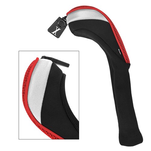 Andux 4pcs/Set Mesh Golf 460cc Driver Fairway Wood Club Head Covers Long Neck with No. Tags Black/Red