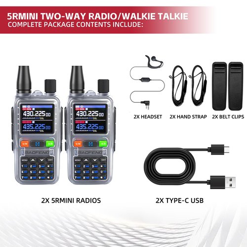 BAOFENG UV5RMINI Two Way Radio NOAA Weather Radio Dual PTT 999CH Survival Radio APP Programming Copy Frequency Ham Radio
