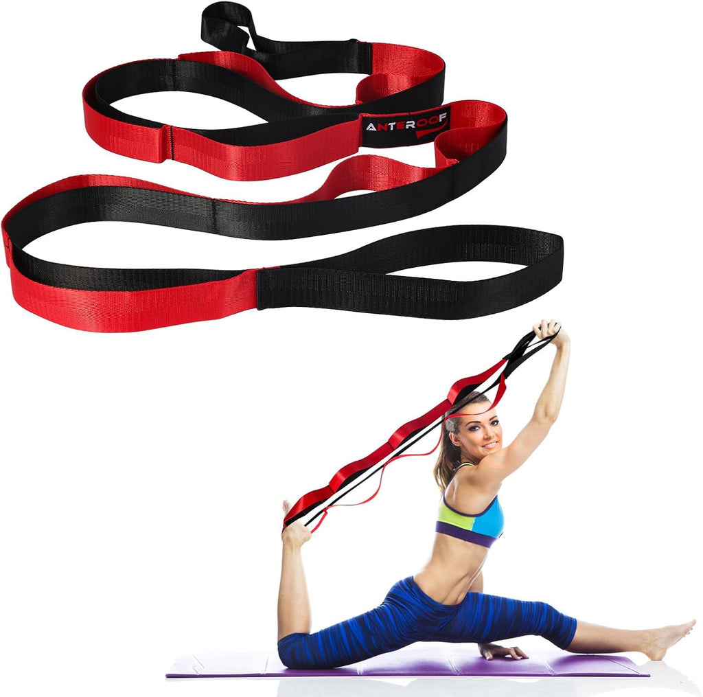 Skiennix Durable Non-Elastic Stretch Strap - 10 Loops for Yoga, Pilates & Physical Therapy | Ideal for Flexibility