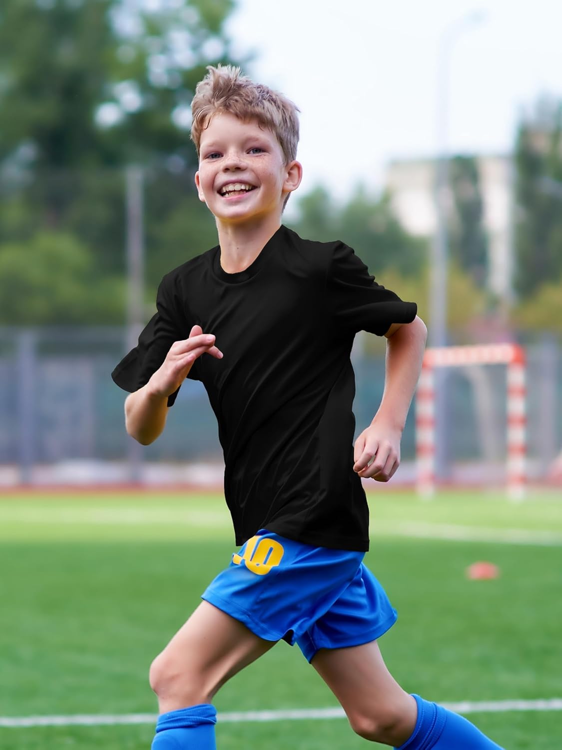 Skiennix Boys Neon Athletic Shirt - UPF 50+ Cooling Short Sleeve Rash Guard | Performance Fit for Kids