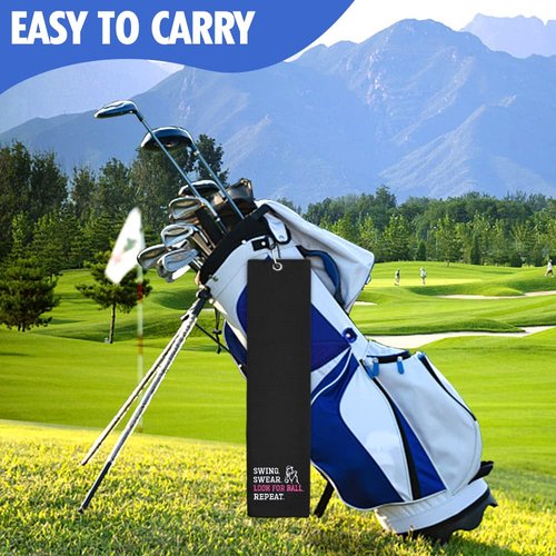 Hafhue Swing Swear Look Ball Repeat Funny Golf Towel - Accessory for Men & Women, Birthday or Retirement Gift (GRM015)