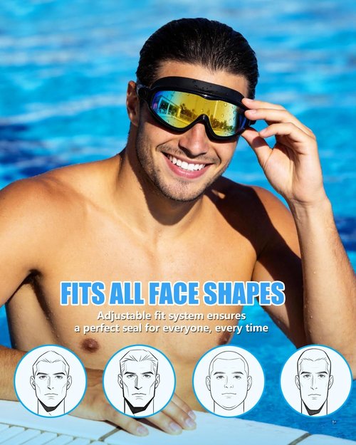Aegend Swim Goggles - Wide View Anti-Fog & Anti-UV Protection | 2 Pack for Adults & Youth