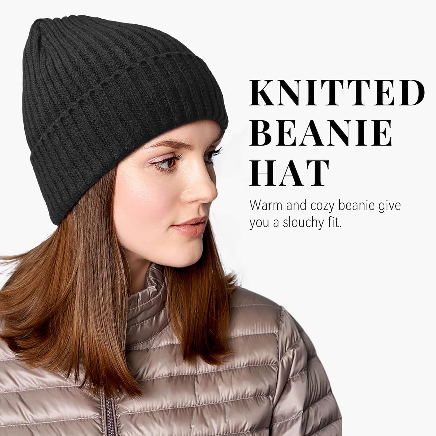 OZERO Knit Beanie - Thermal Thick Polar Fleece Winter Hat for Men & Women - Versatile Skull Cap
