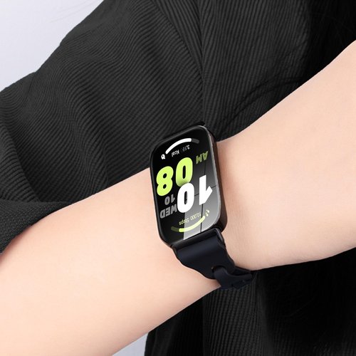 Lamshaw Compatible for Amazfit Helio Bands, Quick Release Elastic Silicone Hollowed Out Replacement Straps Compatible for Amazfit Helio Fitness Tracker Wristband (Black)
