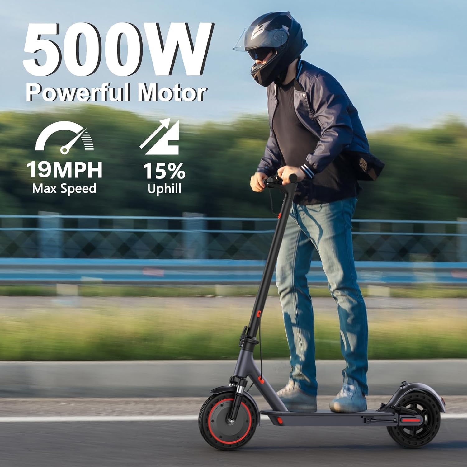 VOLPAM Electric Scooter - Dual Suspension, 500W/800W Motor, 19/22 MPH, Long Range 60/40/31/23 Miles, Max Load 264 lbs
