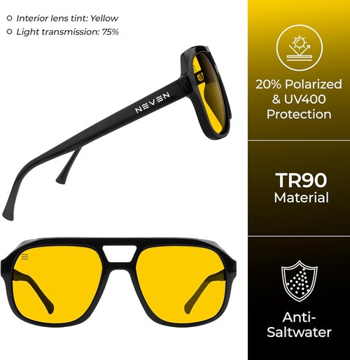 NEVEN Masha UV400 Polarized Sunglasses - TR90 Chunky Aviator Style for Men & Women