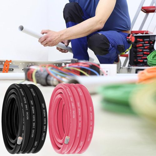 Marine Grade 2 AWG Wire - 15FT Red & 15FT Black Tinned Copper Cable for Boats, Speakers, & Solar Panels