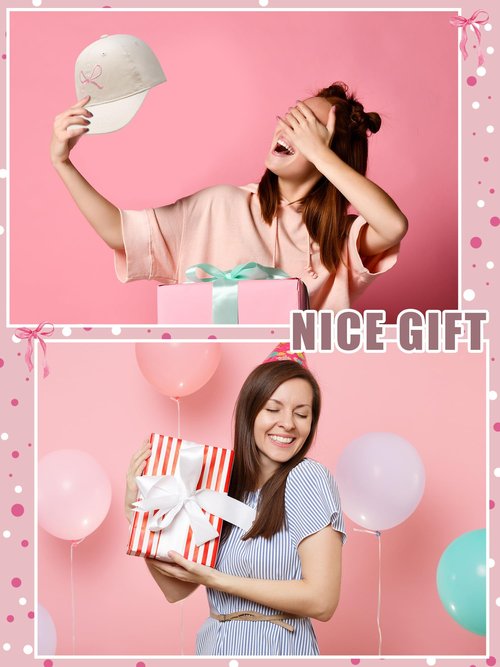 Skicuff 2 Pack Bow Tie Baseball Cap Coquette Pink Bow Baseball Cap for Woman Cute Sun Travel Sports Hats