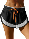 Fisoew Women's Athletic Shorts - 2 in 1 High Split Color Block Workout Yoga Shorts with Pocket & Drawstring