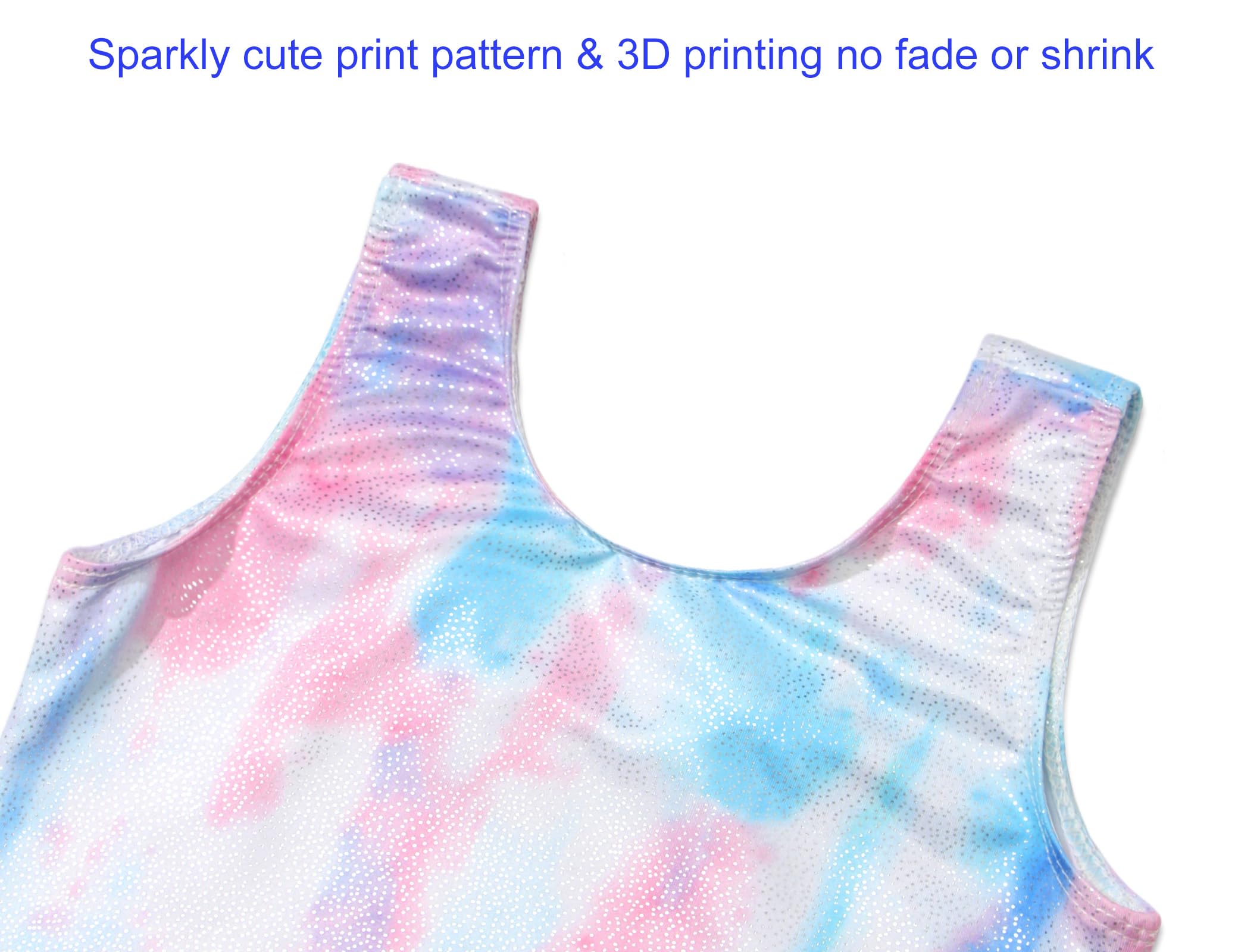 Domusgo Gymnastics Leotards for Girls Size 8 9 Years Old Sparkle Tie Dye White One Piece Sleeveless Unitard