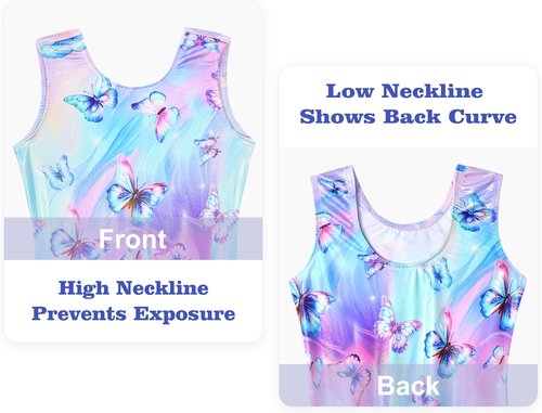 Domusgo Gymnastics Leotards - Sparkly One-Piece Sleeveless Tumbling Unitards for Girls