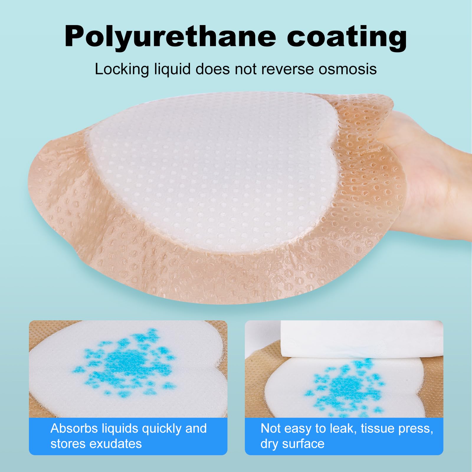 Sacral Foam Dressing, Sacrum Silicone Foam Dressing with Border, 7x7 Large Bandage for Bed Sores On Buttocks, Super Absorbent Pressure Sore Prevention Pads, Waterproof & Breathable Wound Dressing (10)