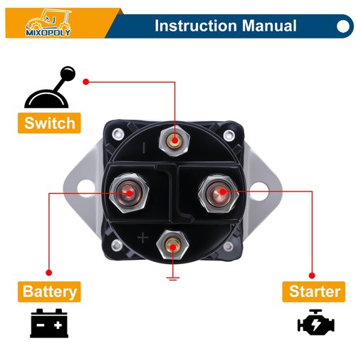 MIXOPOLY 36 Volt Electric Golf Cart Solenoid Replacement for Club Car DS Golf Cart (1976-1998), Heavy Duty 4 Terminals Starter Solenoid Replaces OEM 8016, 1113, CCS039