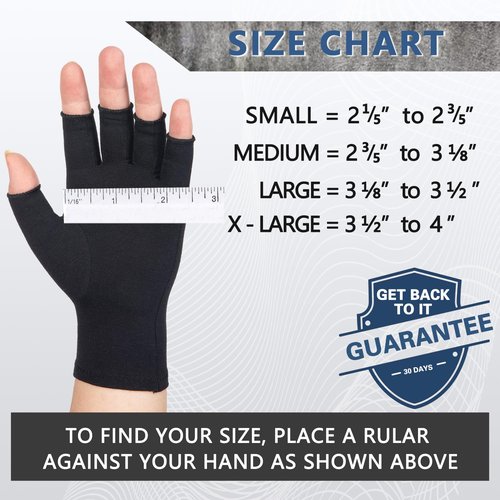 HENOTIC 2 Pairs Arthritis Compression Gloves for Women Men, Fingerless Breathable & Moisture Wicking Compression Gloves for Relieving Carpal Tunnel Aches, Rheumatoid Pains, Joint Swell Black M