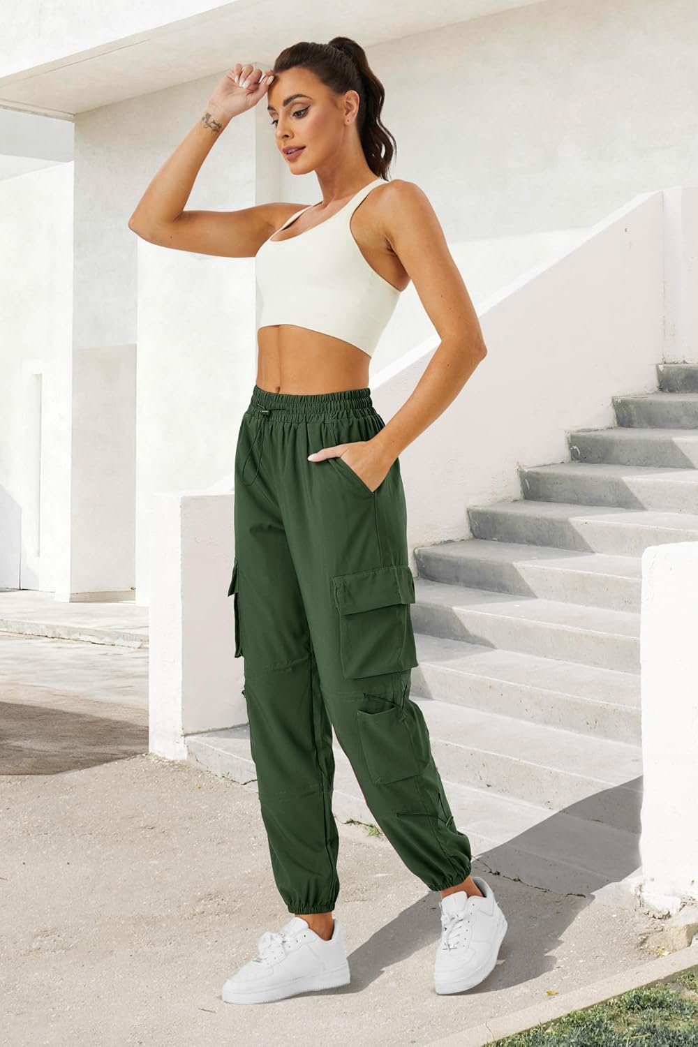 Skiennix Women's Cargo Pants - Lightweight, Quick-Dry, Water-Resistant Hiking Joggers with Pockets