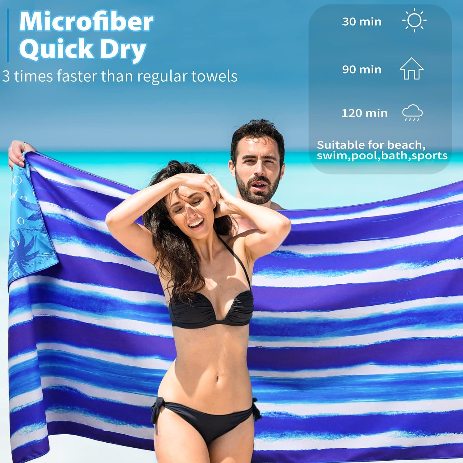 TwoYek Microfiber Beach Towels - Lightweight & Quick-Dry | 71x32 Oversized Sand-Free Travel Essentials