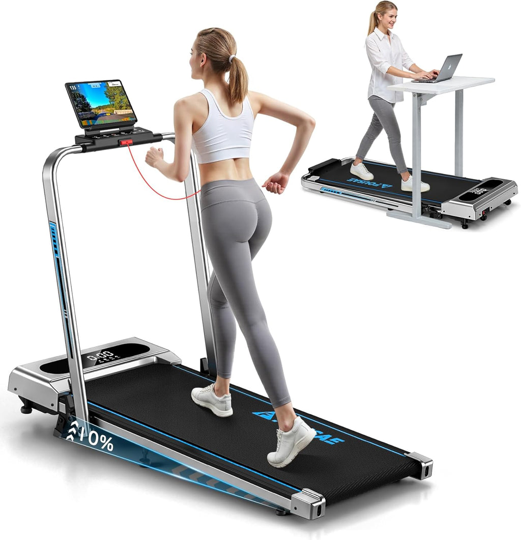 Walking Pad Treadmill - 6.2MPH Under Desk Design with 10% Incline | 350LBS Capacity, Remote Control & 12 HIIT Programs