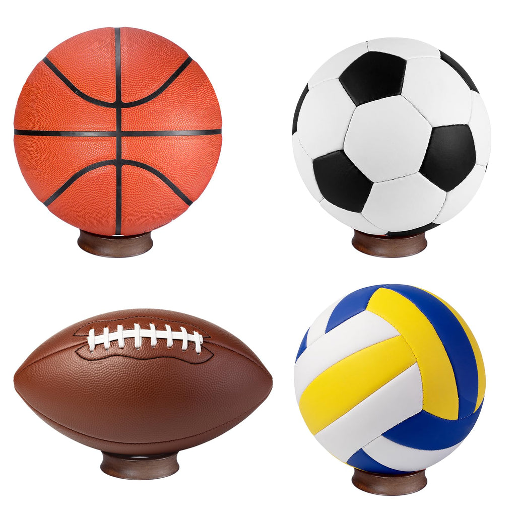 JUXYES Wooden Sphere Holder Display Stand, 3 Pack Large Wood Sport Ball Stand, Simple Round Display Easel Stands for Soccer Ball, Footballs, Baseball, Tolleyball, Basketball, Rugby, 72mm