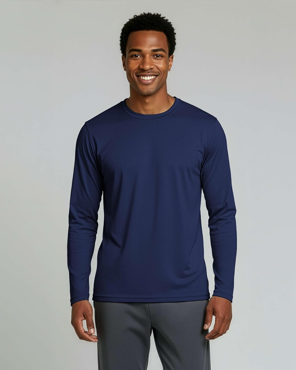Real Essentials Men's Quick Dry Athletic Long Sleeve T-Shirt - UPF SPF UV Protection | 3 & 5 Pack, Big & Tall Available