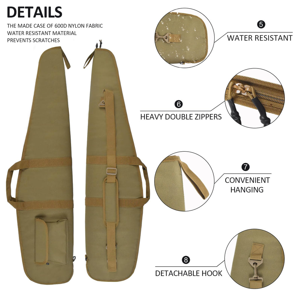 AUMTISC Soft Hunting Gear Case, Outdoor Carrying Bag, Tactical Equipment Cases for Scoped with Adjustable Shoulder Sling and Pocket, Khaki 48