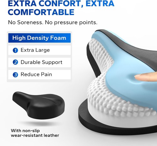 MERACH Exercise Bike Seat Cushion - High-Density Foam Padded Comfort Cover for Spin Bikes | Unisex, Shock Absorbing