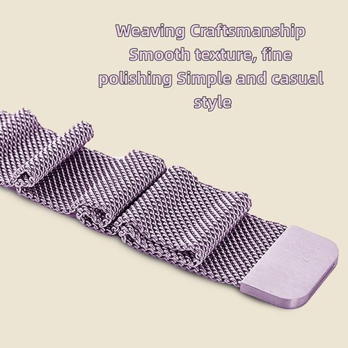 2Pcs Metal Band Compatible for Fitbit Versa 4/Sense 2/Versa 3/Sense Bands Women Men, Stainless Steel Soft Mesh Loop Strap Replacement Bracelet Strap for Fitbit Sense 2/3/Sense/Versa 4 (Purple&Pink, Large)