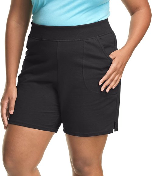 Hanes Women's Cotton Jersey Gym Shorts - Plus Size Pull-On Design | 7-Inch Inseam