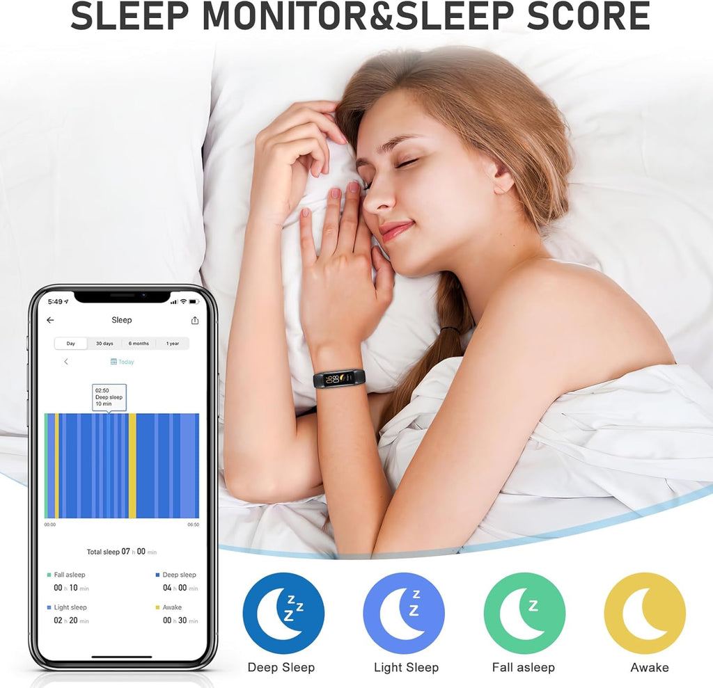 Skiennix Fitness Tracker - 24/7 Heart Rate, Blood Pressure & Sleep Monitoring | 1.1" AMOLED Screen, Waterproof
