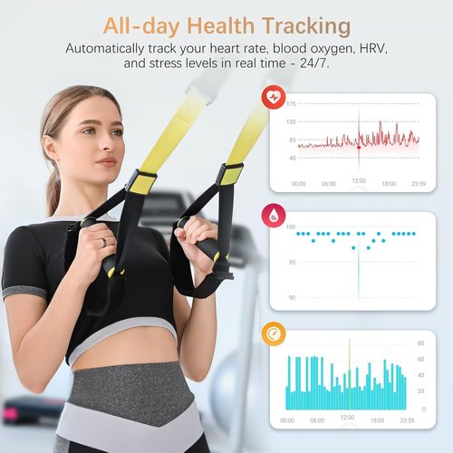 Fit Ring, Smart Health Rings for Women Men with Heart Rate,Blood Oxygen,HRV,Stress Level, Sleep Monitor, Step Tracker, No Subscription Fee, IP68 Waterproof Smart Ring for iphone &Android (Black, 8#)