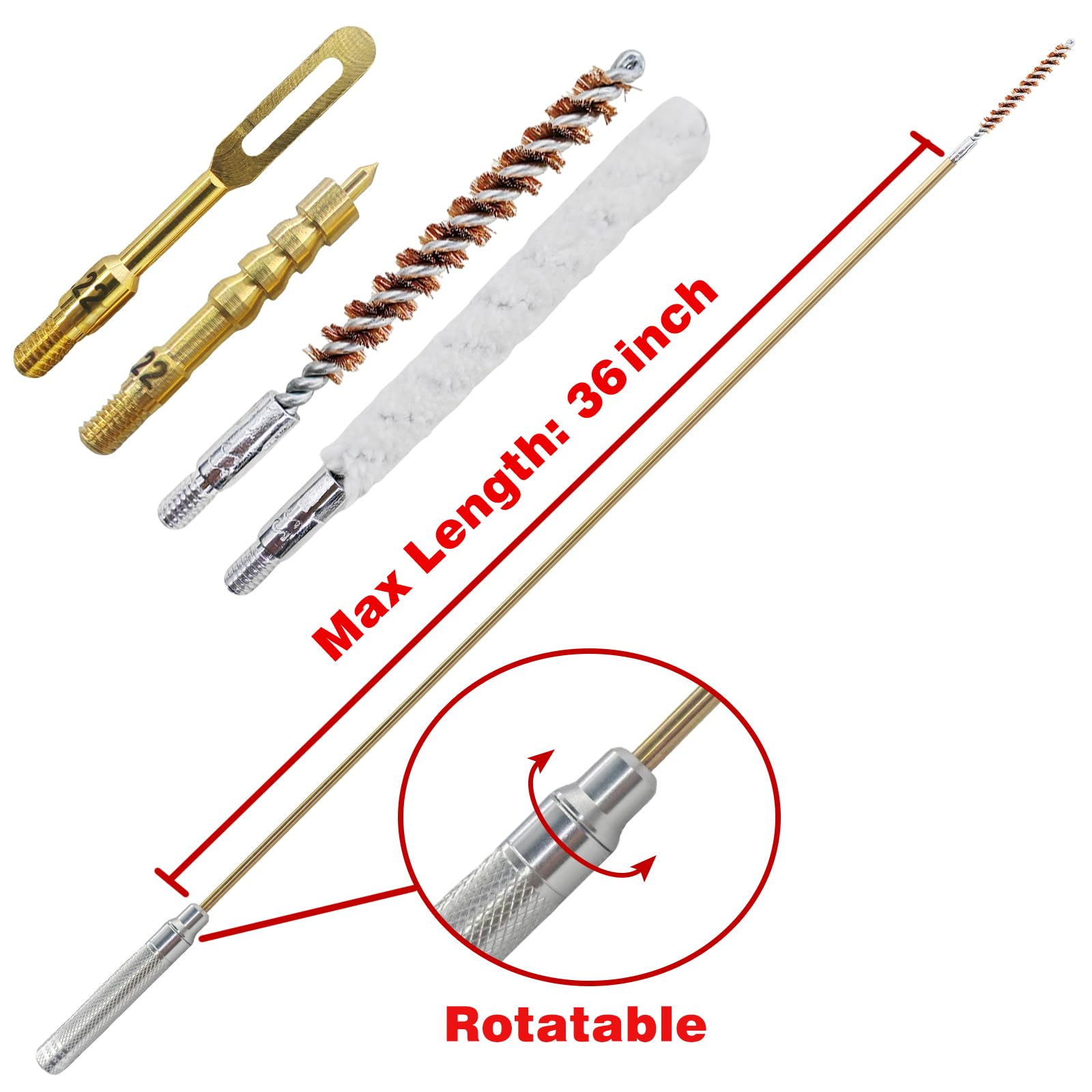 Gun Cleaning Kit for .22 .223Cal 5.56mm .22LR Rifle Pistol Cleaning Kit with 30ml Gun Cleaning Oil, Cleaning Swabs, Bronze Bore Brush and Brass Jag Adapter with Portable Case
